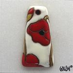 Terracotta trapezoid, red poppies on white