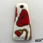 Terracotta trapezoid, red poppies on white
