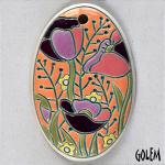 Poppie meadow, large oval pendant