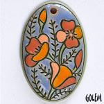 Golden poppies, large oval pendant