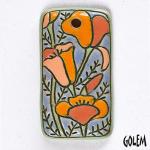Golden poppies, rectangle pendant