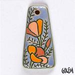 Golden poppies, trapezoid pendant