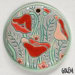 Poppy meadow, large round pendant