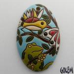 Frog, Bird and Butterfly - oval pendan