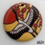 Sunset Crane - large round pendant