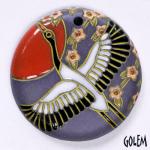 Sunrise Crane - large round pendant, lavender