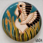 Dancing Crane - large round pendant
