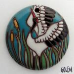 Dancing Crane - large round pendant