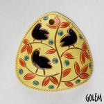 Little birds, oval triangle pendant