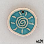 Tribal Sun - Caribbean blue on off-white