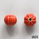 Pumpkin shape bead, Neon Coral