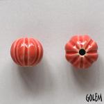 Pumpkin shape bead, CUTIE PIE CORAL
