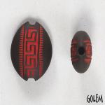 Greek meander, red on dark almond bead