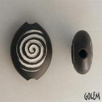 Hypnotic eye, white on dark almond bead