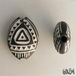 Mayan rocket, white on dark almond bead size M