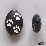 Paw Stamp, white on dark, almond bead size M