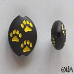 Paw Stamp, yellow on dark, almond bead size M