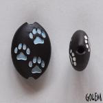 Paw Stamp, turquoise on dark, almond bead size M