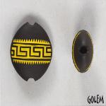 Greek meander, yellow on dark almond bead