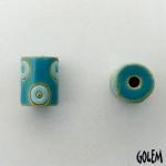 Light blue circles on bright blue, tube bead