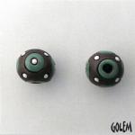 Jade green circles on dark clay