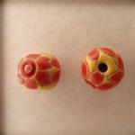 Coral flowers on yellow
