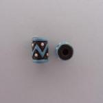 Blue zigzag on dark tube bead