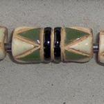 White & Green triangles, tube bead