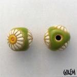 white daisies on lime green