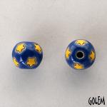 round bead, little stars on medium blue