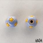 round bead, little stars on light blue
