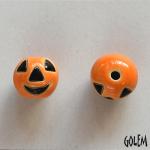 Large round bead, Jack-O-Lantern