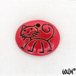 Stick Cat, Red, small oval pendant