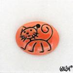 Stick Cat, Tangerine, small oval pendant