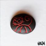 Stick figure cat - red on dark