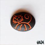 Stick figure cat - orange on dark