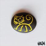 Stick figure cat - yellow on dark