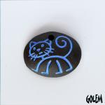 Stick figure cat - electric blue on dark