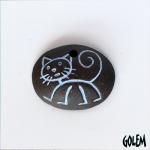 Stick figure cat - baby blue on dark
