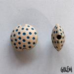 Polka dots, blue on light clay, size S