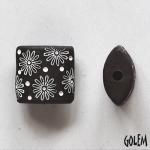Flowers, white on dark clay, size XL