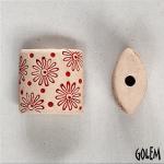 Flowers, red on light clay, size XL