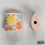 Flowers, multicolor on light clay, size XL