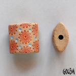 Flowers, orange on light clay, size XL