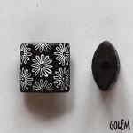 Flowers, white on dark clay, size XL