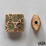 Swirls, green on light clay, size XL
