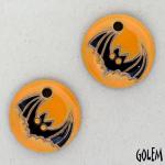 Bat on pumpkin background, charms