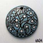 Round domed pendant,turquoise on dark