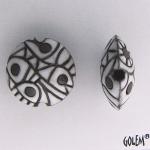 Dark lentil, abstract design in white
