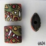 Wild Jungle pillow beads, red/coral/green